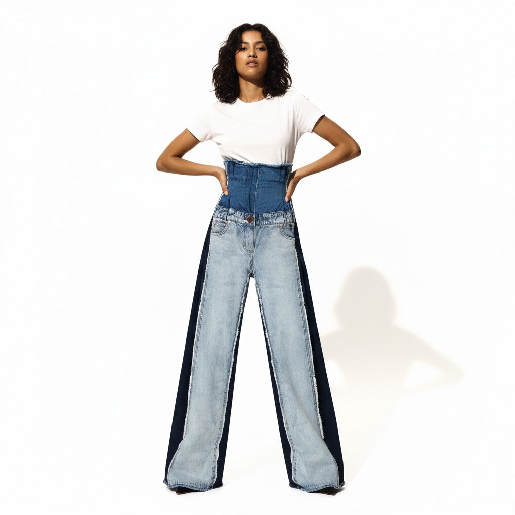 High Rise Contrast Jeans