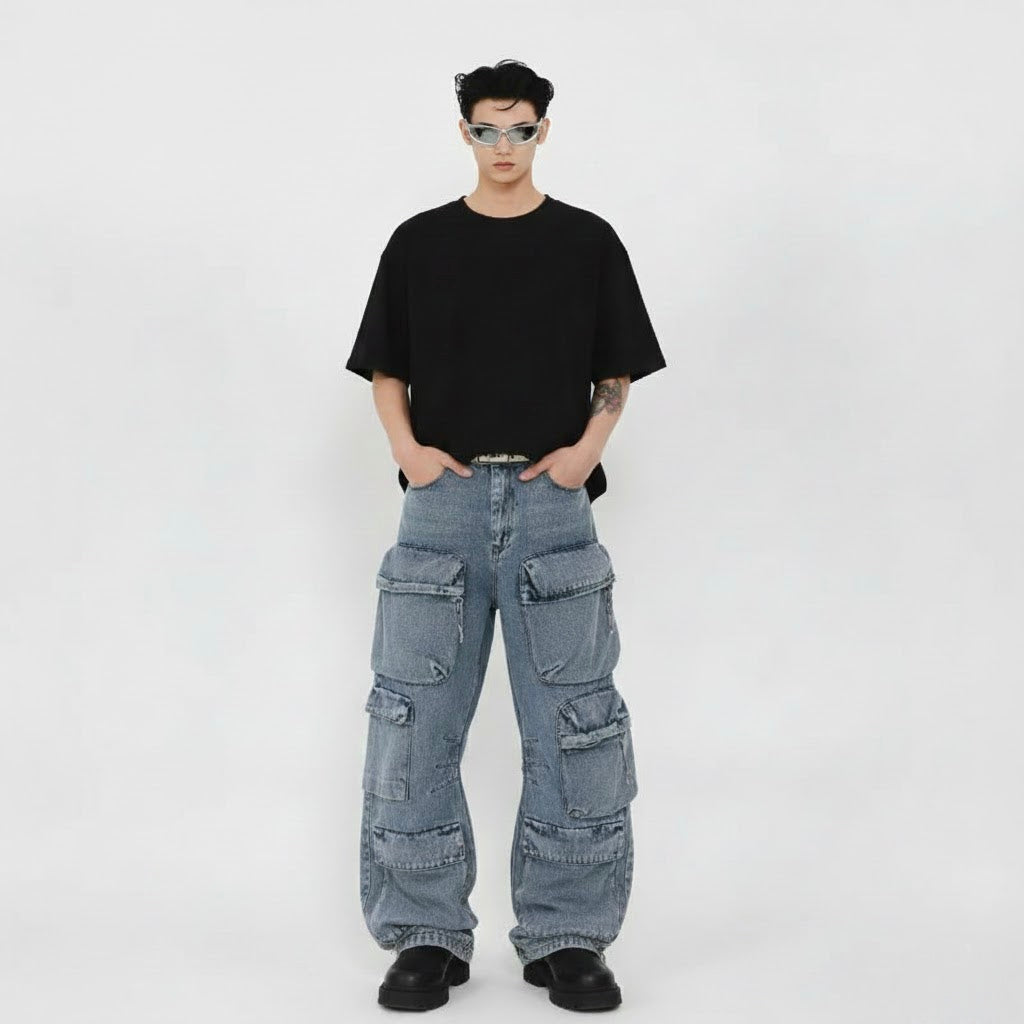 Washed Cargo Jeans