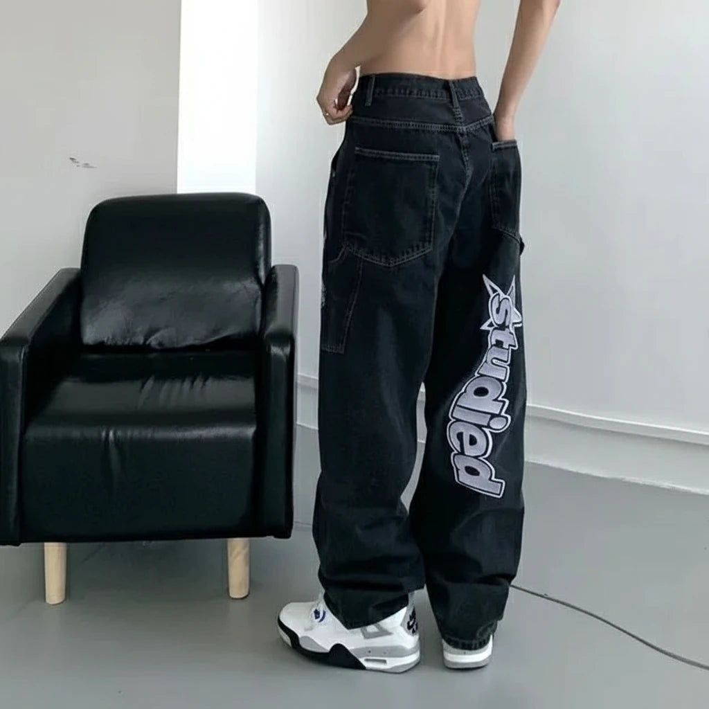 Wide Leg Graphic Jeans