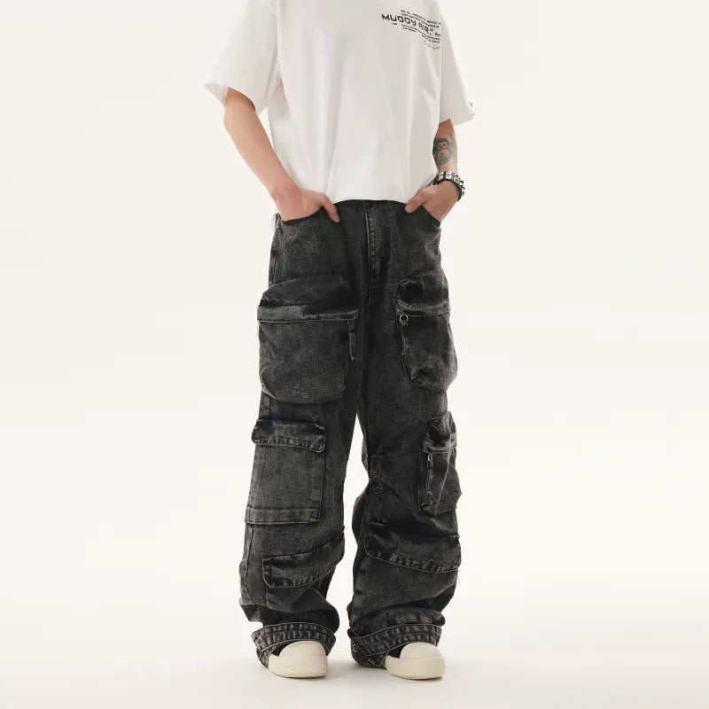 Washed Cargo Jeans